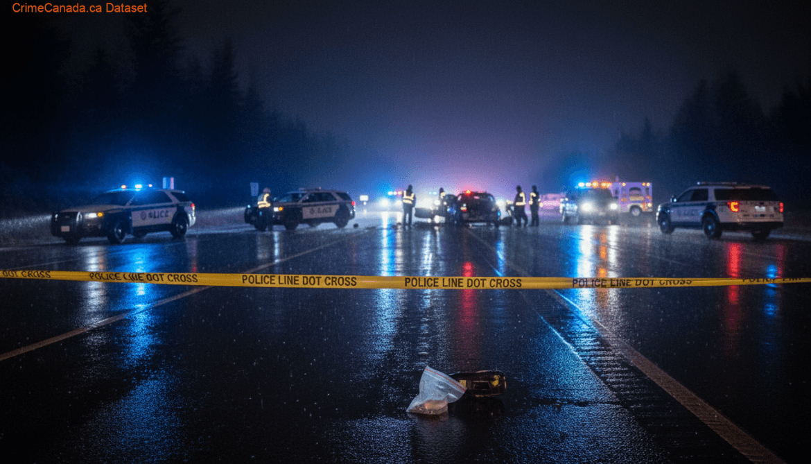 Fatal collision on Trans-Canada Highway involving a moose and vehicle in Newfoundland.