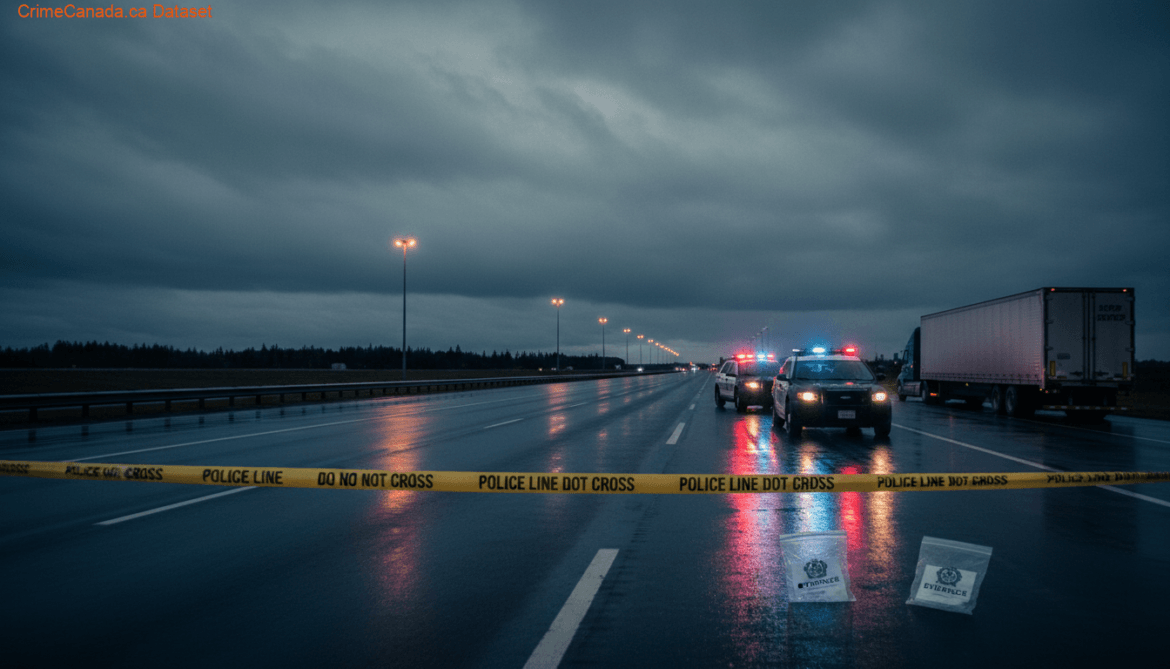 Emergency responders at a fatal collision on Highway 1, Piapot, Saskatchewan
