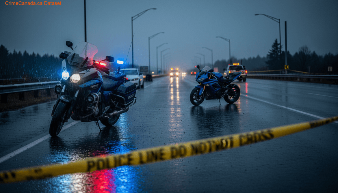 Motorcycle wheelie incident captured by BC Highway Patrol.
